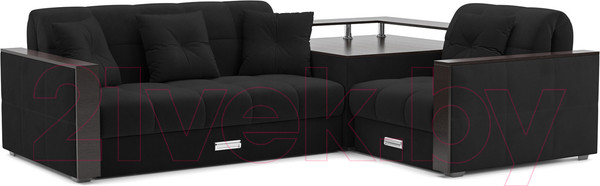 Изображение товара Диван угловой Mebel-Ars Прага (велюр черный НВ-178 17)