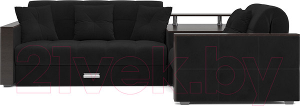 Изображение товара Диван угловой Mebel-Ars Прага (велюр черный НВ-178 17)