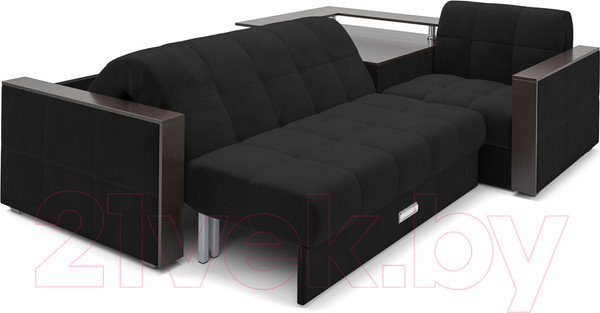 Изображение товара Диван угловой Mebel-Ars Прага (велюр черный НВ-178 17)
