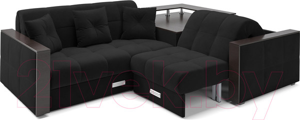 Изображение товара Диван угловой Mebel-Ars Прага (велюр черный НВ-178 17)
