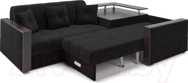Изображение товара Диван угловой Mebel-Ars Прага (велюр черный НВ-178 17)