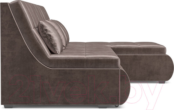 Изображение товара Диван угловой Mebel-Ars Дубай (бархат серо-шоколадный/Star Velvet 60 Cofee)