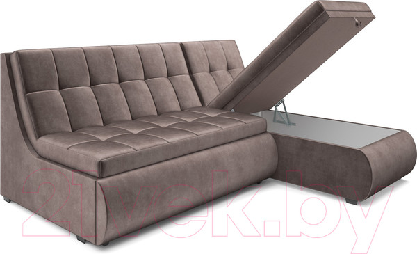 Изображение товара Диван угловой Mebel-Ars Дубай (бархат серо-шоколадный/Star Velvet 60 Cofee)