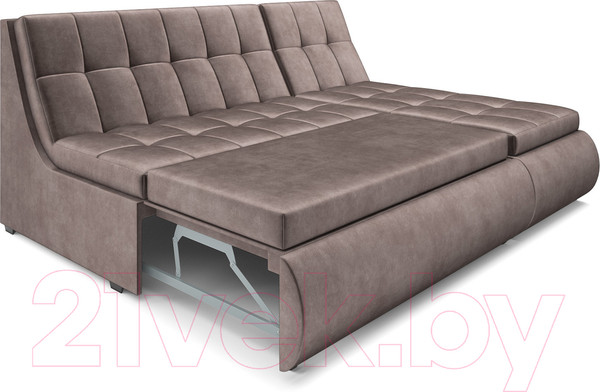 Изображение товара Диван угловой Mebel-Ars Дубай (бархат серо-шоколадный/Star Velvet 60 Cofee)