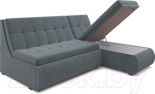 Изображение товара Диван угловой Mebel-Ars Дубай (велюр серо-синий HB-178 26)