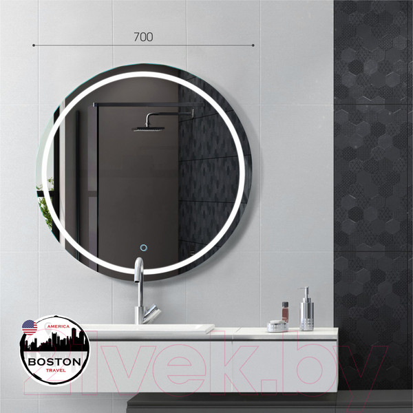 Изображение товара Зеркало Алмаз-Люкс Boston 70s-6 (D70см, с подсветкой и сенсорной кнопкой)