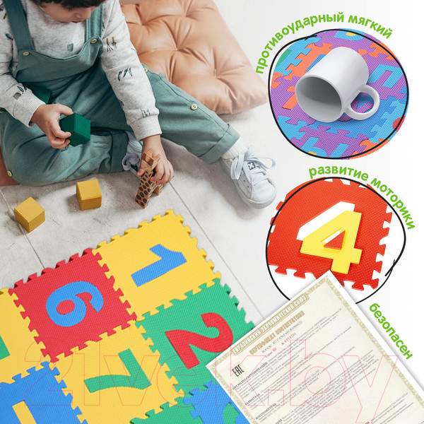 Изображение товара Коврик-пазл Юнландия Учим цифры / 664659