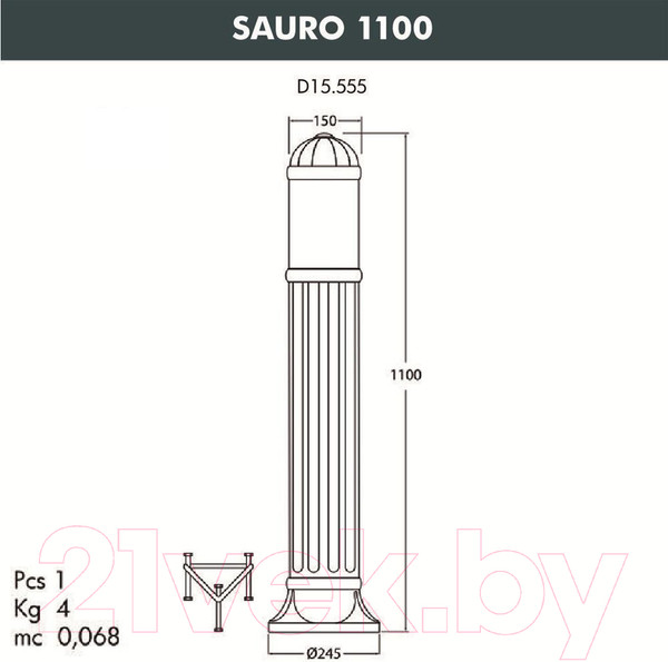 Изображение товара Фонарь уличный Fumagalli Sauro D15.555.000.AXF1R.FC1