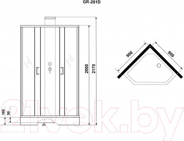 Изображение товара Душевая кабина Grossman GR251D 90x90