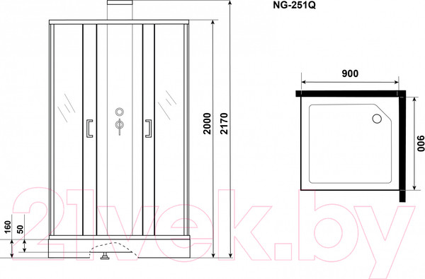 Изображение товара Душевая кабина Grossman GR251Q 90x90
