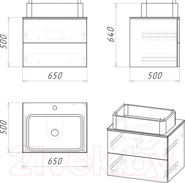 Изображение товара Тумба под умывальник Grossman Альба 65 / 106503