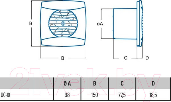 Изображение товара Вентилятор накладной Cata UC-10 STD (белый)