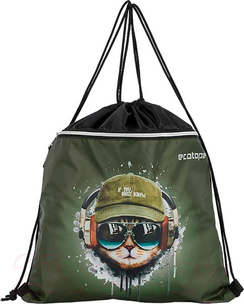 Изображение товара Мешок для обуви Ecotope Kids Кот 057-M588-53-CLR (хаки)