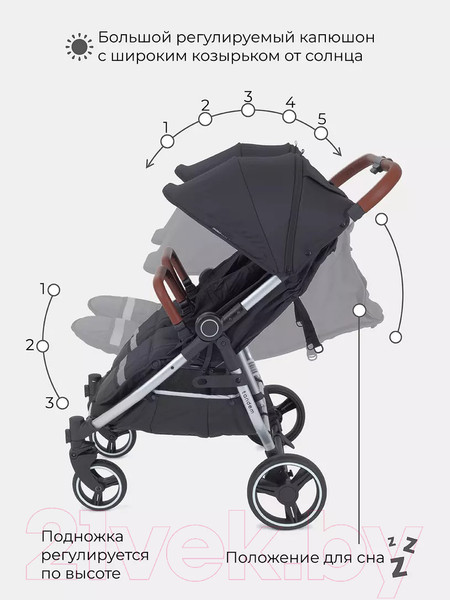 Изображение товара Детская прогулочная коляска MOWbaby Tandem / MB170 (черный)