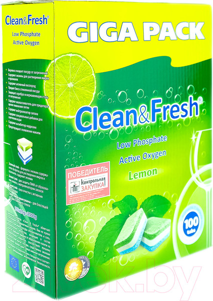 Изображение товара Таблетки для посудомоечных машин Clean & Fresh All in 1 (100шт)
