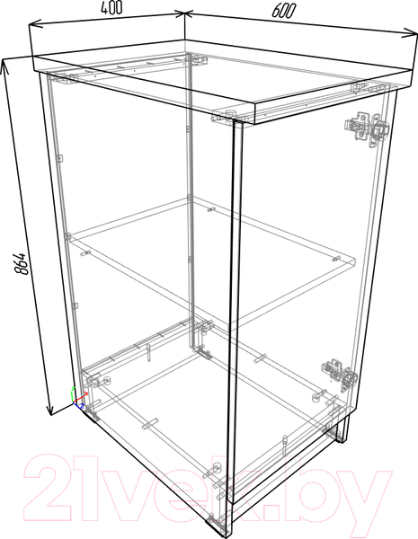 Изображение товара Шкаф-стол кухонный Eligard Urban ШСКс 40 (белый/дуб ланселот)