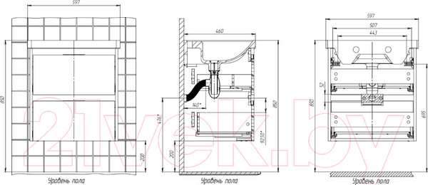 Изображение товара Тумба с умывальником Briz Вена Грэйс 70 / 239 03-18070-15 00 БЕЛ