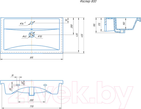 Изображение товара Тумба с умывальником Briz Элен Классик Фостер 80 / 227 03-08080-06 00 БЕЛ