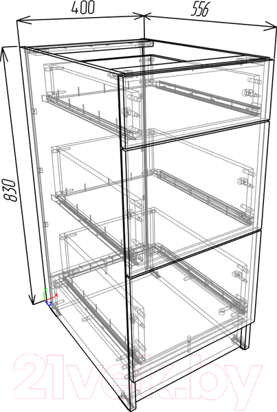 Изображение товара Шкаф-стол кухонный Eligard Urban ШСК 40 3Я (самшит)
