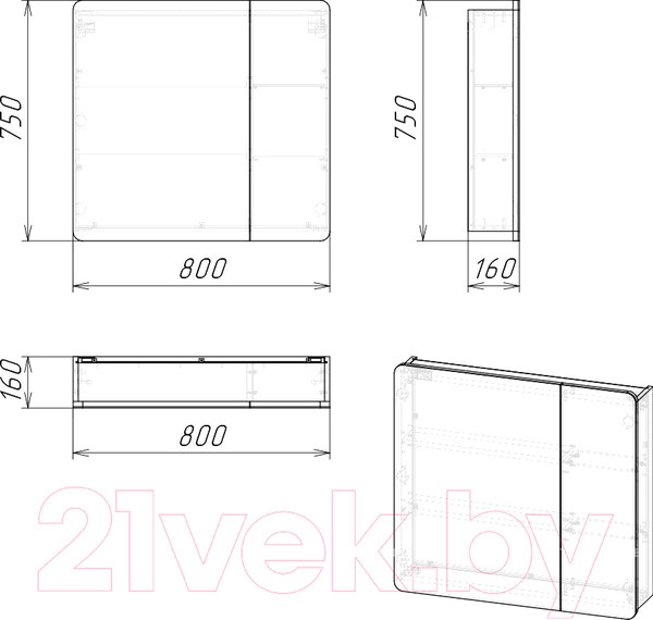 Изображение товара Шкаф с зеркалом для ванной Grossman Талис 80 L / 208009