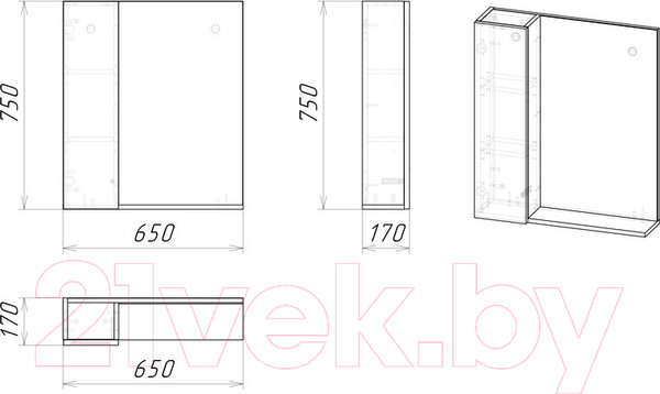 Изображение товара Шкаф с зеркалом для ванной Grossman Альба 65 L / 206501