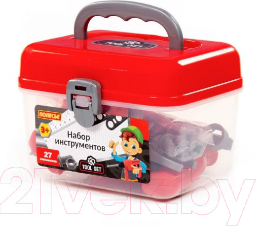 Изображение товара Набор инструментов игрушечный Полесье №28 в чемоданчике / 92427 (27 элементов)
