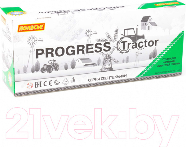 Изображение товара Трактор игрушечный Полесье Прогресс с прицепом для перевозки животных / 91482