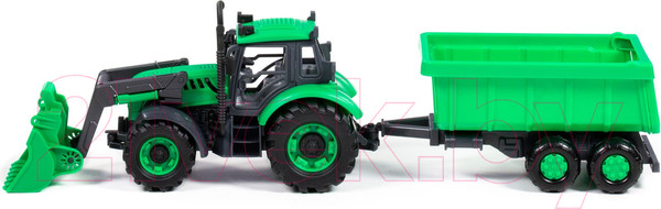 Изображение товара Трактор игрушечный Полесье Прогресс с прицепом и ковшом инерционный / 91840