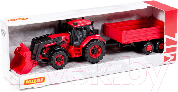 Изображение товара Трактор игрушечный Полесье Belarus с погрузчиком и бортовым прицепом / 91871