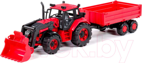 Изображение товара Трактор игрушечный Полесье Belarus с погрузчиком и бортовым прицепом / 91871