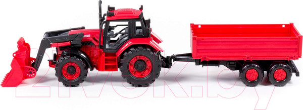 Изображение товара Трактор игрушечный Полесье Belarus с погрузчиком и бортовым прицепом / 91871