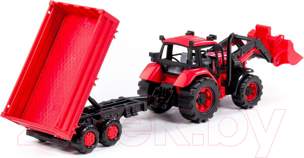 Изображение товара Трактор игрушечный Полесье Belarus с погрузчиком и бортовым прицепом / 91871