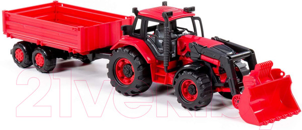 Изображение товара Трактор игрушечный Полесье Belarus с погрузчиком и бортовым прицепом / 91871