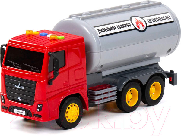 Изображение товара Автомобиль игрушечный Полесье МАЗ с цистерной со звуком и светом / 94063 (инерционный)