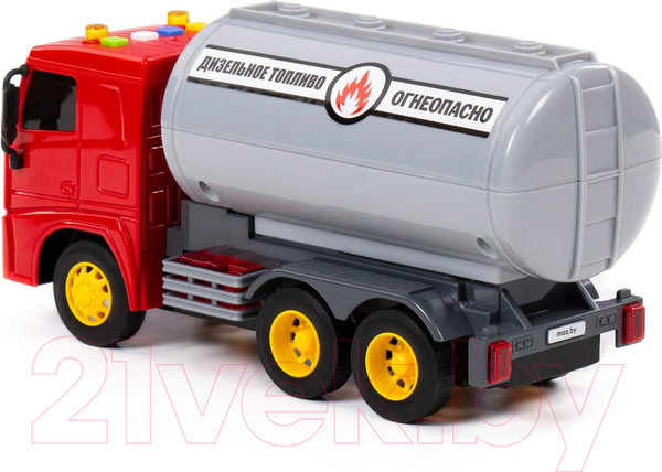 Изображение товара Автомобиль игрушечный Полесье МАЗ с цистерной со звуком и светом / 94063 (инерционный)
