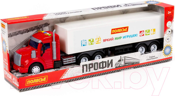Изображение товара Трейлер игрушечный Полесье Профи Тягач с полуприцепом со светом и звуком / 93462 (инерционный)