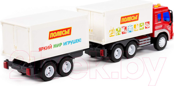 Изображение товара Трейлер игрушечный Полесье Сити Фургон с прицепом со светом и звуком / 93134 (инерционный)