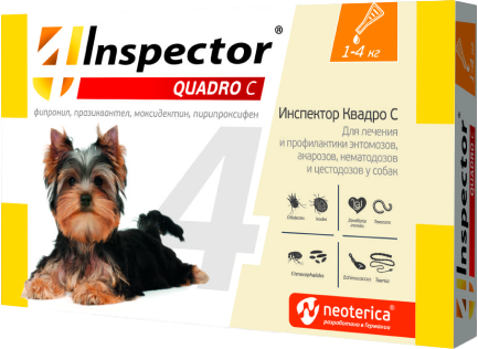 Изображение товара Капли от паразитов INSPECTOR Quadro для собак 1-4кг / I304