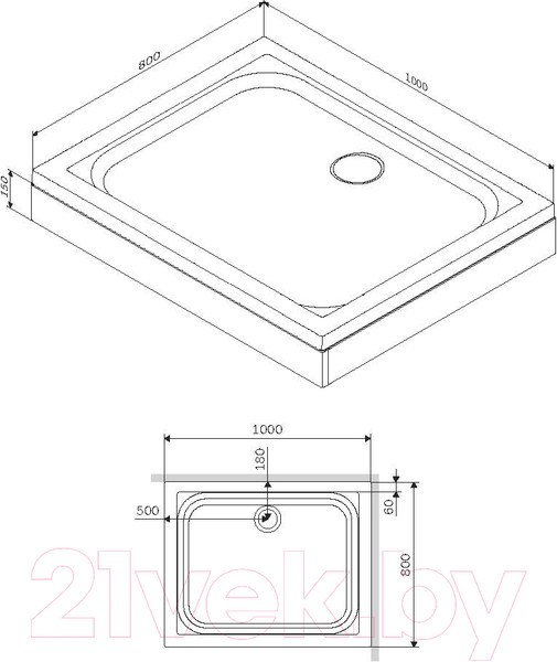 Изображение товара Душевой поддон AM.PM Gem W90T-404-100280W