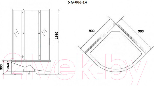 Изображение товара Душевой уголок Niagara NG-006-14 90x90 (матовое стекло)