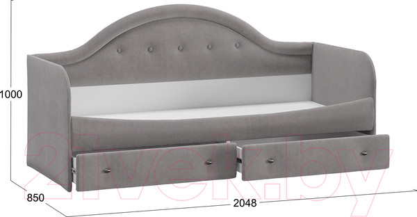 Изображение товара Кровать-тахта ТриЯ Адель тип 1 с мягкой спинкой 80x200 (велюр светло-серый)