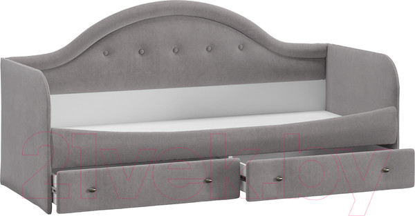 Изображение товара Кровать-тахта ТриЯ Адель тип 1 с мягкой спинкой 80x200 (велюр светло-серый)