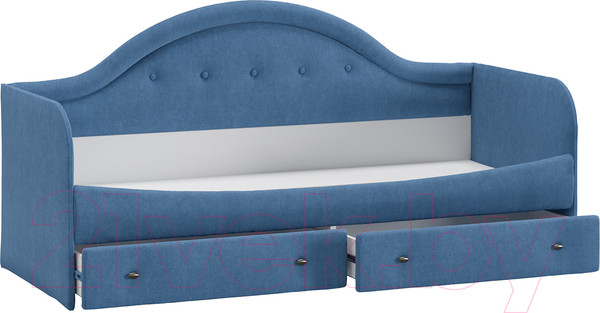 Изображение товара Кровать-тахта ТриЯ Адель тип 1 с мягкой спинкой 80x200 (велюр синий)