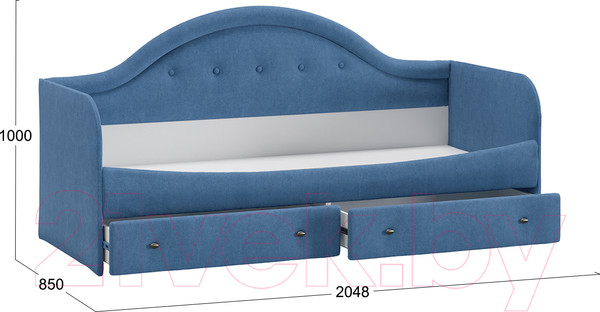 Изображение товара Кровать-тахта ТриЯ Адель тип 1 с мягкой спинкой 80x200 (велюр синий)