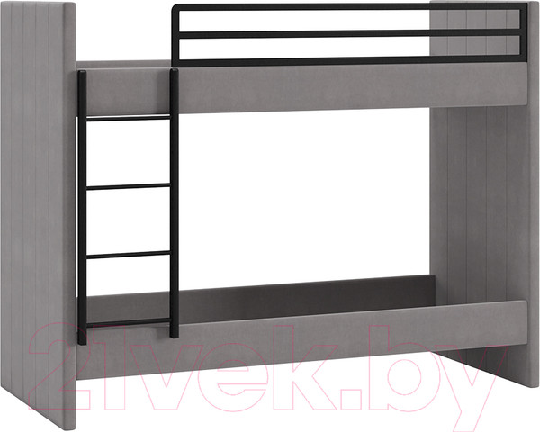 Изображение товара Двухъярусная кровать ТриЯ Дарси с мягкой обивкой (велюр светло-серый)