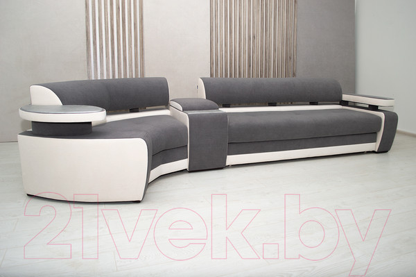 Изображение товара Диван угловой Петрамебель Марсель правый (серый велюр/велюр белый)