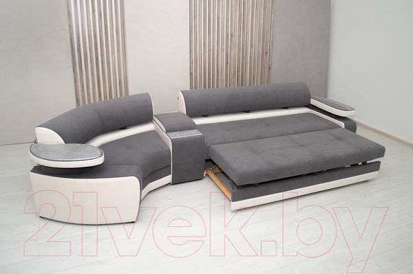 Изображение товара Диван угловой Петрамебель Марсель правый (серый велюр/велюр белый)
