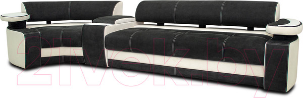 Изображение товара Диван угловой Петрамебель Марсель правый (темно-серый иск.замша/велюр белый)