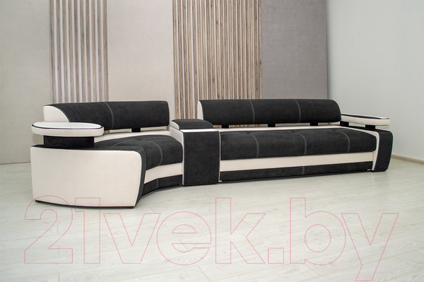 Изображение товара Диван угловой Петрамебель Марсель правый (темно-серый иск.замша/велюр белый)