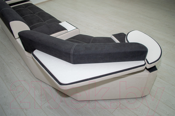 Изображение товара Диван угловой Петрамебель Марсель правый (темно-серый иск.замша/велюр белый)